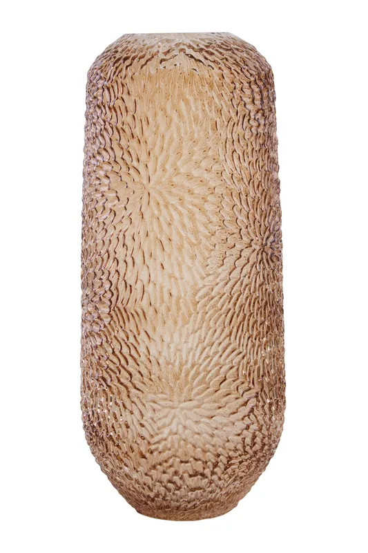 Orsina Colbie Large Embossed Amber Glass Vase in Orange Orange