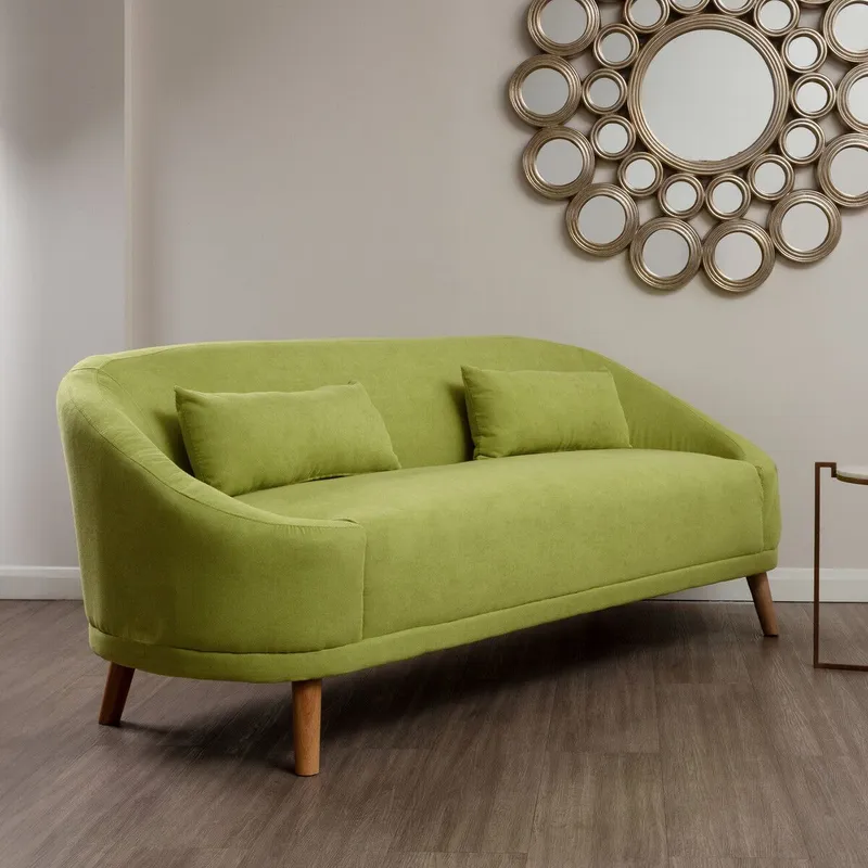 Orsina Comfortable Linen Sofa, Contemporary Seater Sofa For Livingroom, Stylish Mid Century Sofa For Bedroom in Green Green