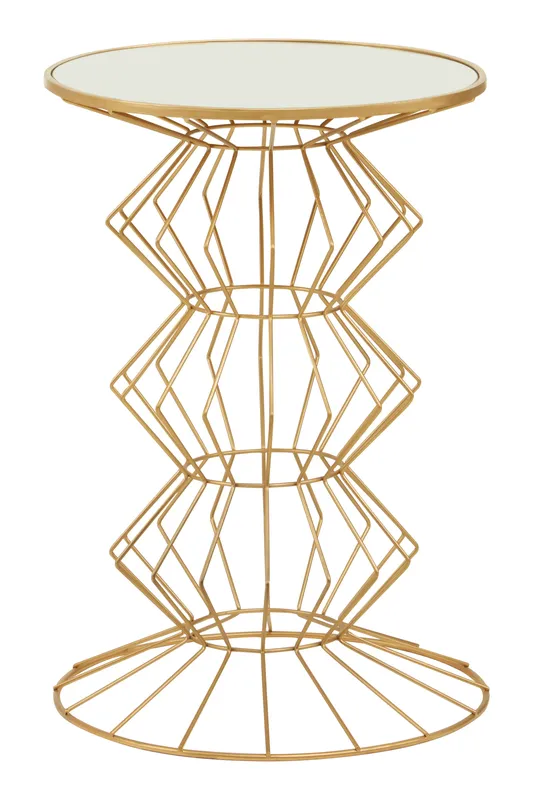 Orsina Compact Gold Finish Frame Table, Practical Side Table For Livingroom, Mirrored Top Small Lounge Table Gold