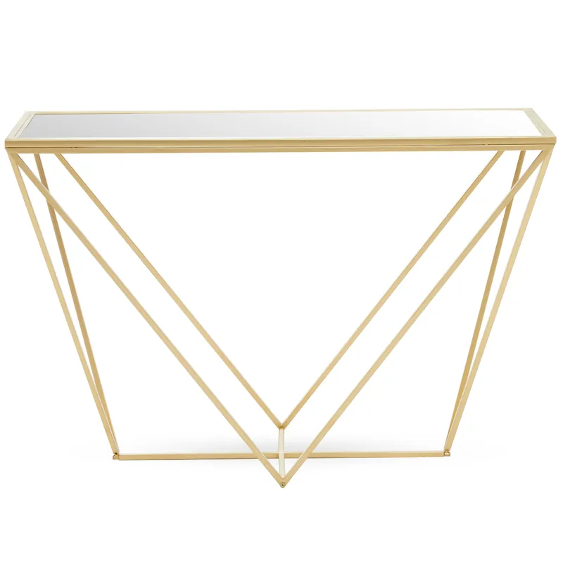 Orsina Contemporary Gold Finish Rectangular Console Table, Sleek Console Table For Livingroom, Versatile Table Gold