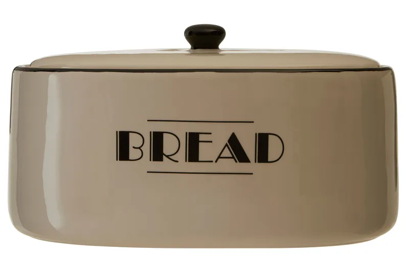 Orsina Cream Dolomite Bread Bin With Decorative Trim & Knob Handle, Modern Bread Storage Container For Gifting Cream