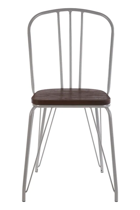 Orsina District Metal & Elm Wood Chair in Grey Grey