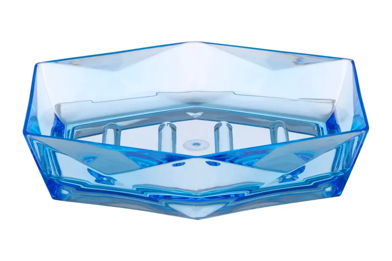 Orsina Dow Acrylic Soap Dish, Geometric Design in Blue Blue