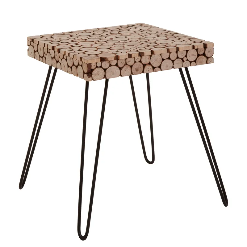 Orsina Easy To Maintain Square Side Table, Stable & Durable Table With Hairpin Legs, Design Cocktail Square Table in Natural Natural