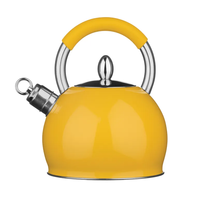 Orsina Elegant Yellow 2.4L Whistling Kettle, Retro Whistling Tea Pot, Stainless Steel Kettle, Whistling Tea Kettle Yellow