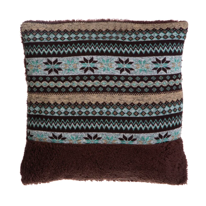Orsina Fairisle Brown Throw Cushion, Polyester Décor Cushion for Relaxing, Washable Cushion for Sofa, Bed, Chair Brown