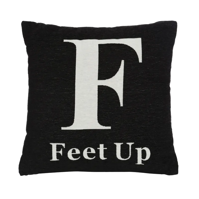 Orsina Feet Up Words Cushion in Black Black