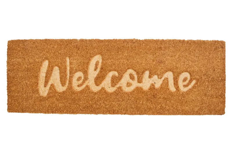 Orsina Filta Embossed Welcome Coir Doormat in Brown Size: Medium Brown Medium