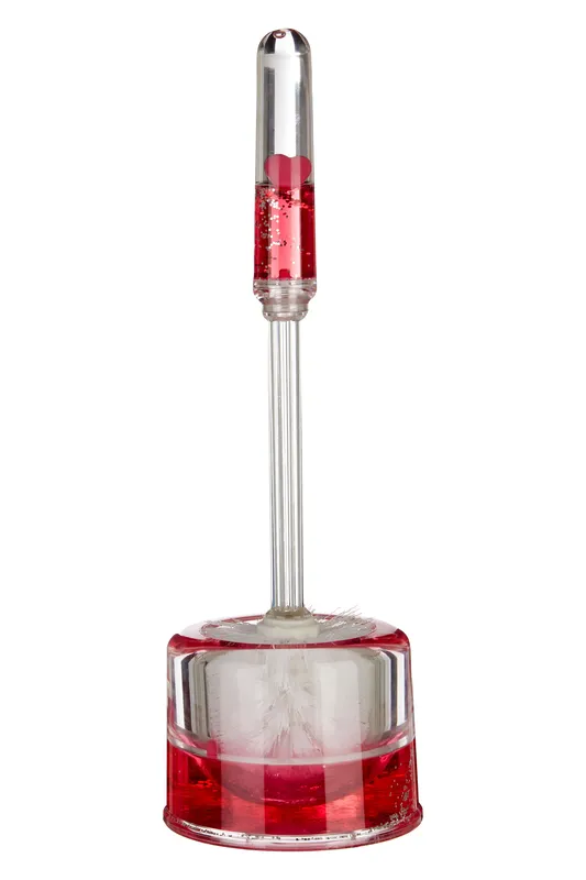 Orsina Floating Hearts Acrylic Hearts Toilet Brush Holder in Red Red