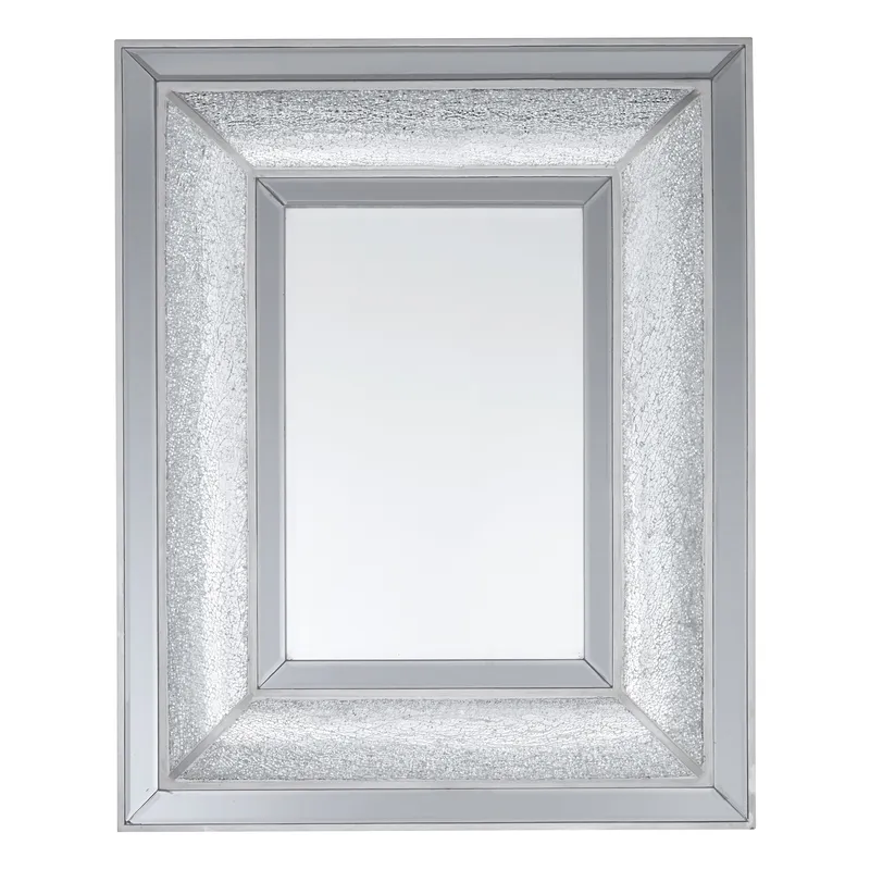 Orsina Glass Mosaic Wall Mirror, Antique wall Mirror with Bevelled Edges, Modern Wall Mirror For Living Room in Silver Silver