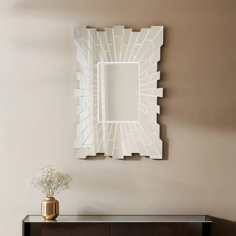 Orsina Glitzy Rectangular Wall Mirror in Silver Silver