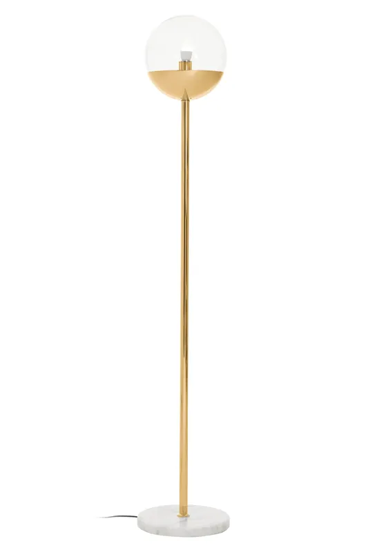 Orsina Gold Finish Metal Floor Lamp With White Marble Base, Metallic Floor Floor Lamp, Ideal For Reading Corners Gold