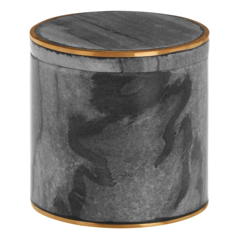 Orsina Grey Marble Range Grey Marble Brass Storage Pot Grey