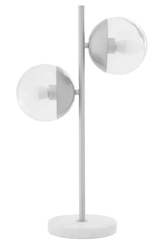 Orsina Handcrafted Two Light Table Lamp, Minimalist Design Bedside Lamp, Versatile Lamp On A Table in Grey Grey