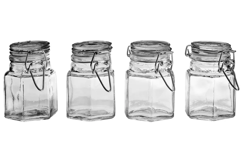 Orsina Hayden Glass & Clip Top Lids Spice Jars Set of 4 in Clear Clear