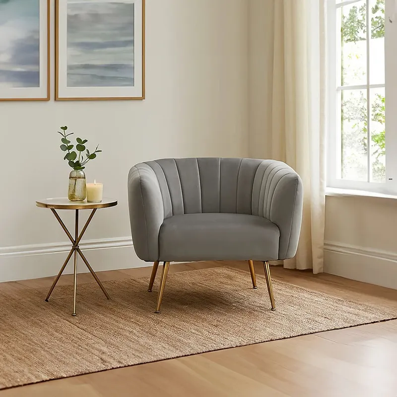 Orsina Larissa Velvet Chair in Grey Grey