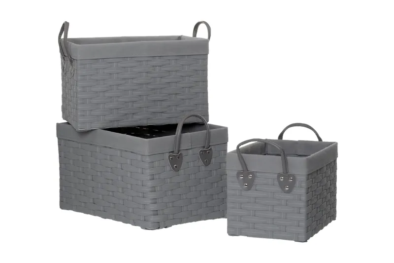 Orsina Lida Lattice Grey Rectangular Storage Baskets Grey