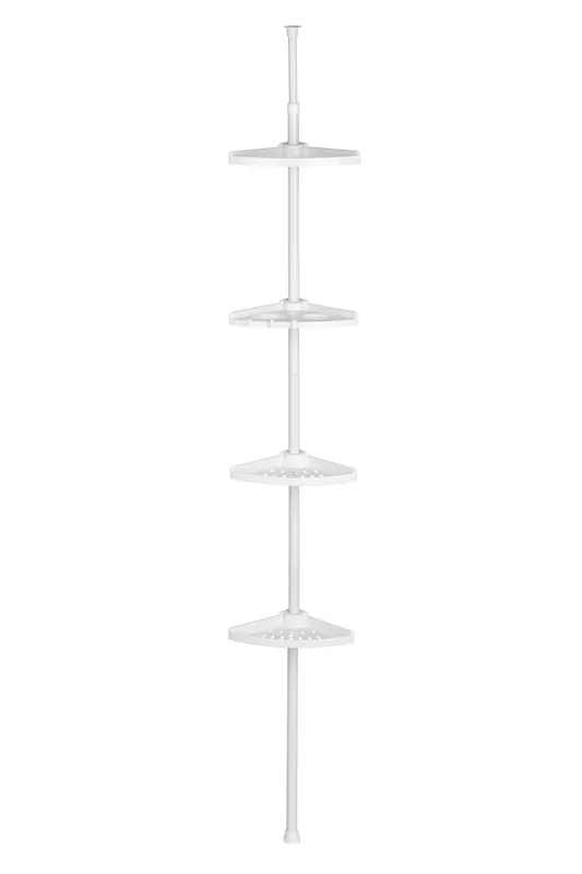 Premier Housewares - 4 Tier Spring Mount White Corner Shelf Unit
