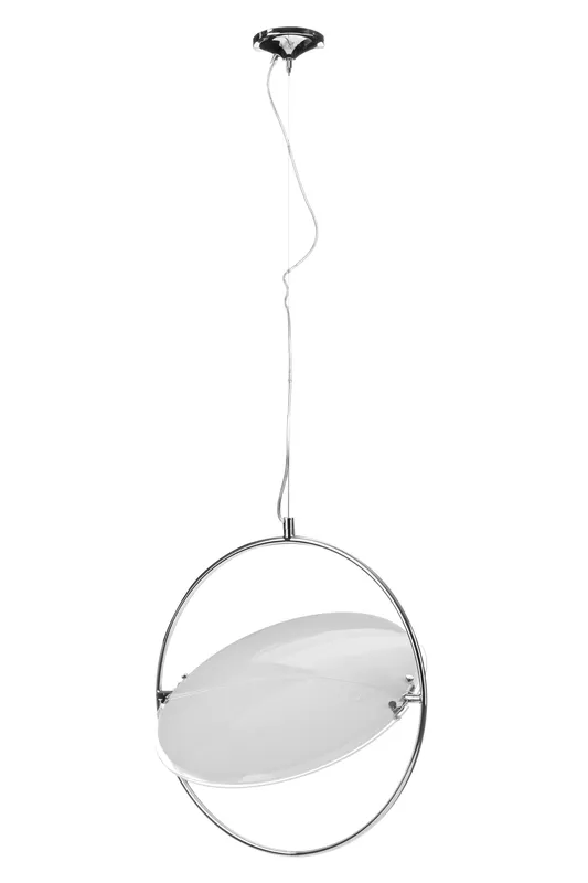 Orsina Lunar Large Pendant Light, Contemporary White Glass Shade with Chrome Fitting, Modern Ceiling Light Fixture White