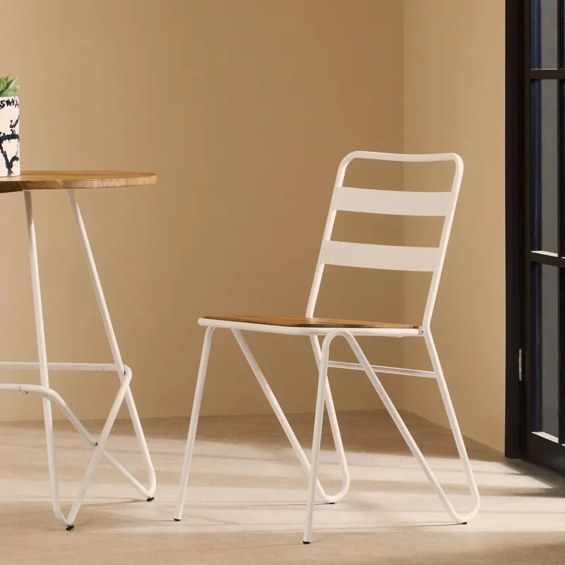 Orsina Metal Chair, Ready To Enjoy Metal Outdoor Chair, Effortless Cleaning Metal Chair, Versatile Small Chair in White White