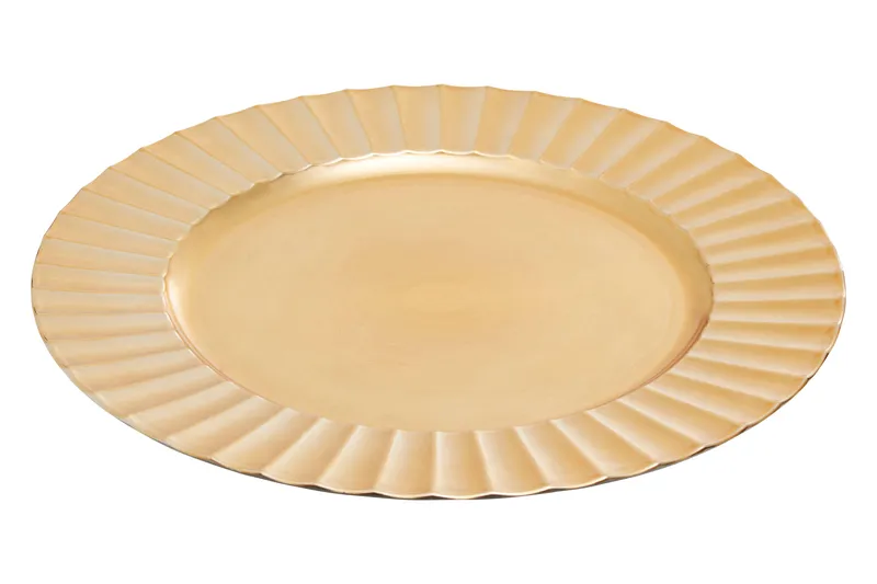 Orsina Minimalist Gold Finish Wave Charger Plate, Functional Dinner Plate For Dinner, Reliable Gold Finish Plate Gold