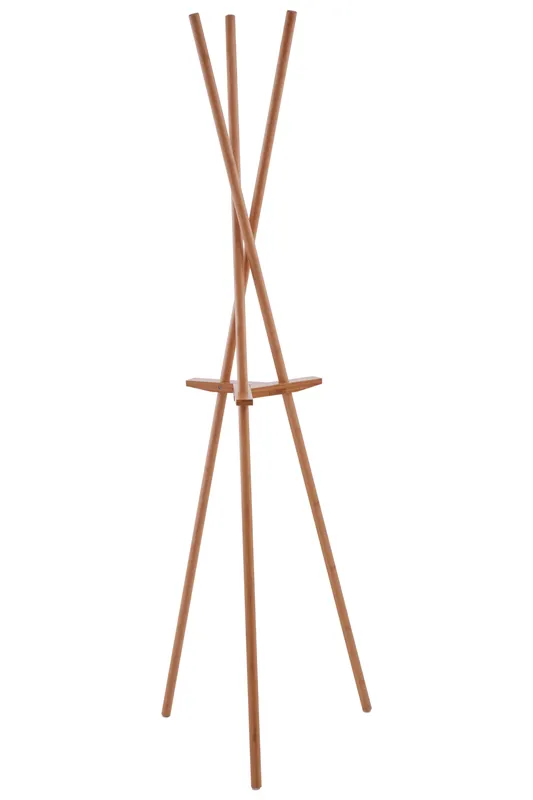 Orsina Minimalist Natural Wood Coat Stand, Functional Coat Rack Stand, Natural Bamboo Constructed Coat Stand Natural