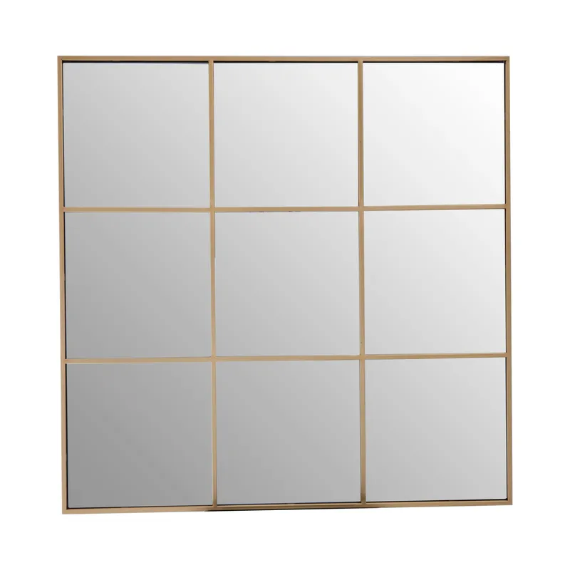 Orsina Oriel Grid Wall Mirror in Gold Gold