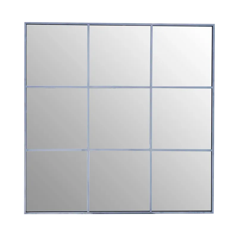 Orsina Oriel Grid Wall Mirror in Silver Silver
