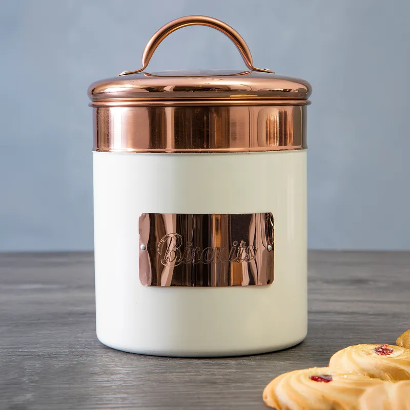 Premier Housewares - Prescott Cream / Copper Biscuit Canister