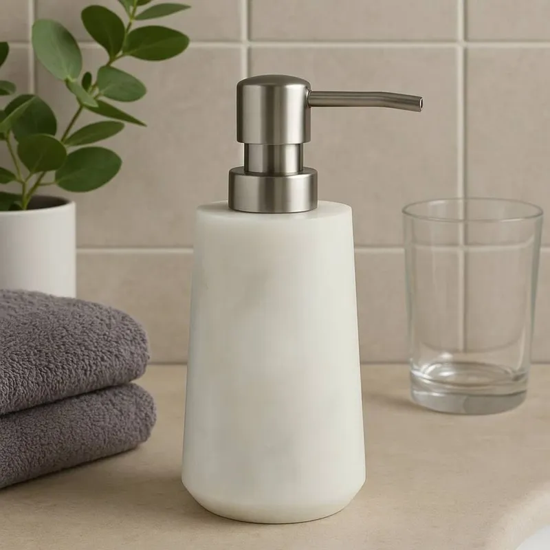 Orsina Pure Marble Off-White Lotion Dispenser in White White