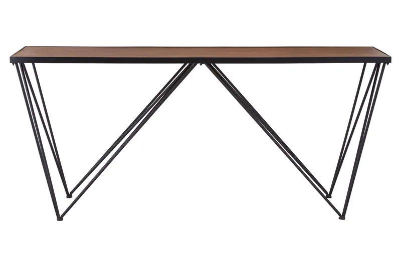 Orsina Rectangular Console Table, Metal & Wood Console Table, Industrial Console Table, Wood Top Console Table in Black Black