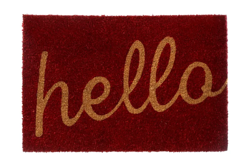 Orsina Red Hello Coir Doormat Size: 100 cm diameter Red 100 cm diameter