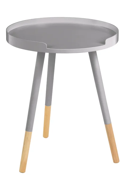 Orsina Round Side Table, Wooden Side Table, Natural Wood Side Table, Wood Side Table in Grey Grey