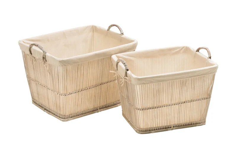 Orsina Rustic Rattan Set Of Two Washed Storage Baskets in White White
