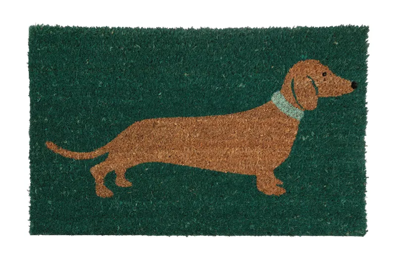Orsina Sausage Dog Coir Doormat in Green Size: 100 cm diameter Green 100 cm diameter