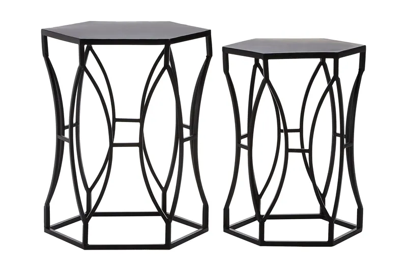 Avantis Concave Black Tables - Premier Housewares