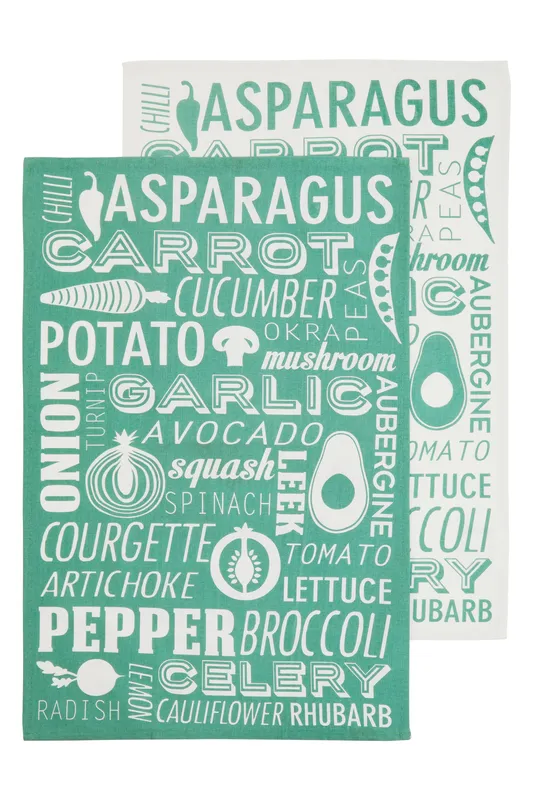 Orsina Set Of Two Porter Green Tea Towels Green