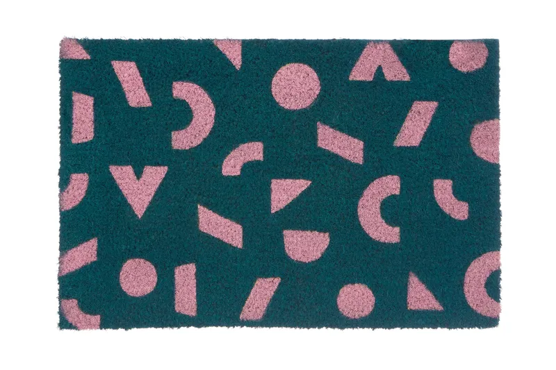 Orsina Shapes Green Coir Doormat in Blue Size: 100 cm diameter Blue 100 cm diameter