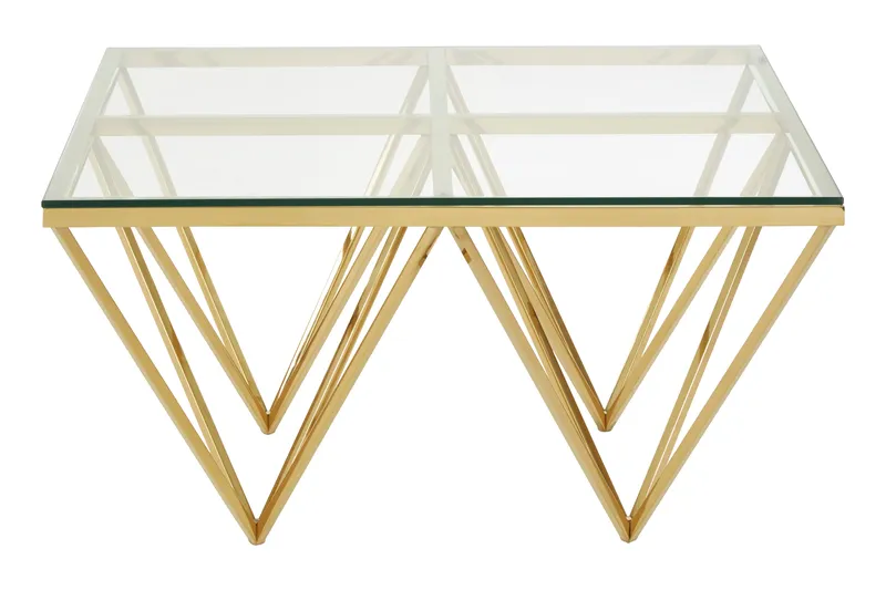 Orsina Sleek Gold Finish Spike Legs Coffee Table, Durable Decorative Table, Unique Design Display Coffee Table Gold