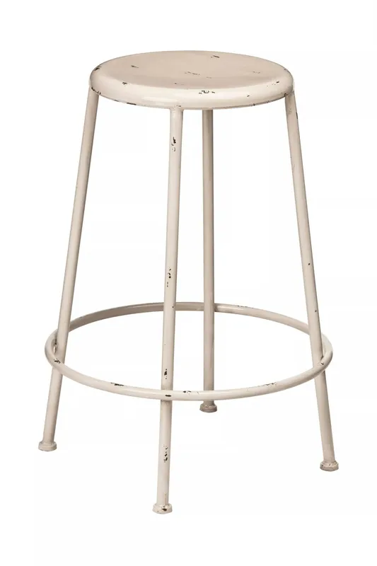 Orsina Stable Constructed Cream Metal Stool, Industrial Style Bar Stool For Breakfast, Robust Breakfast Stool Cream