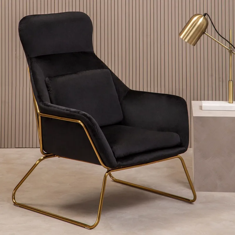 Orsina Stockholm Velvet Armchair in Black Black