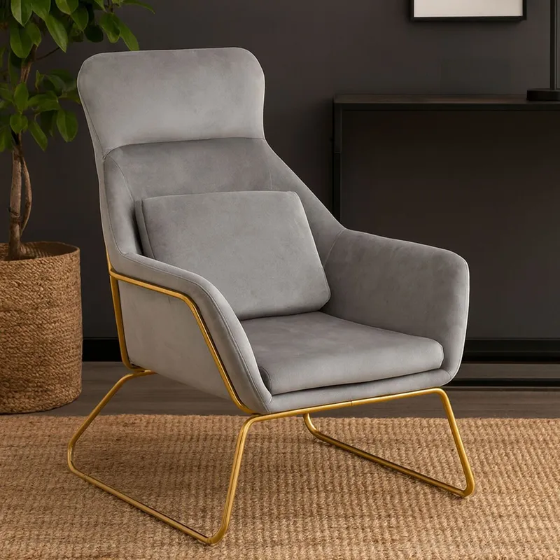 Orsina Stockholm Velvet Armchair in Stone Stone