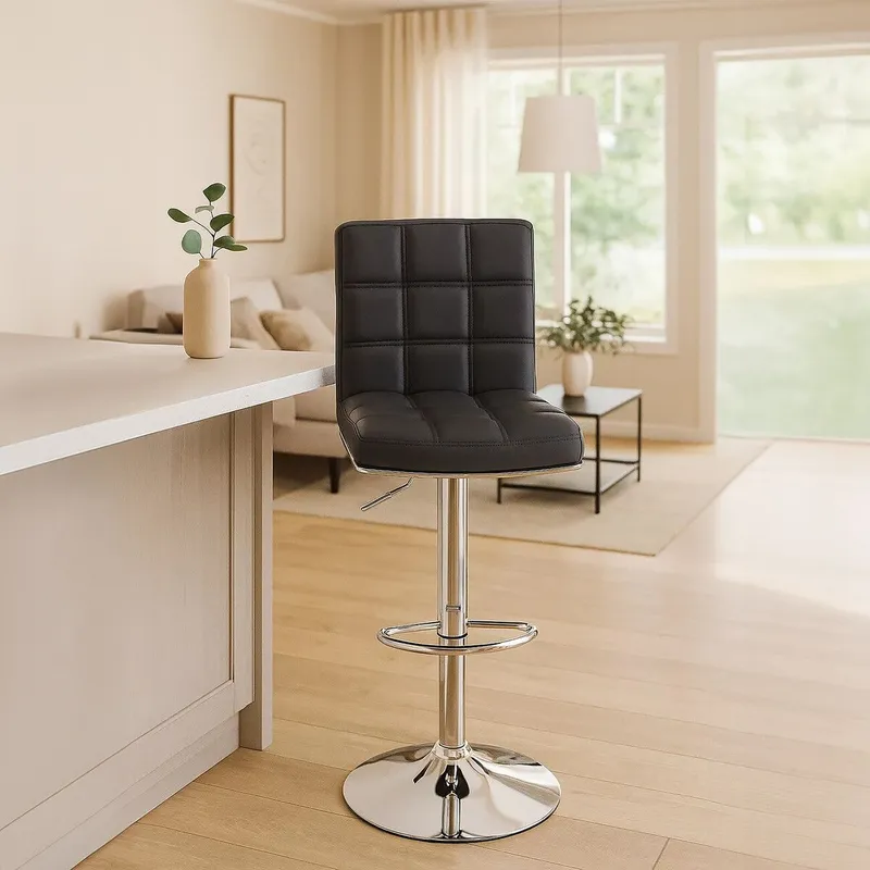 Orsina Tavor Faux Leather Bar Chair in Grey Grey