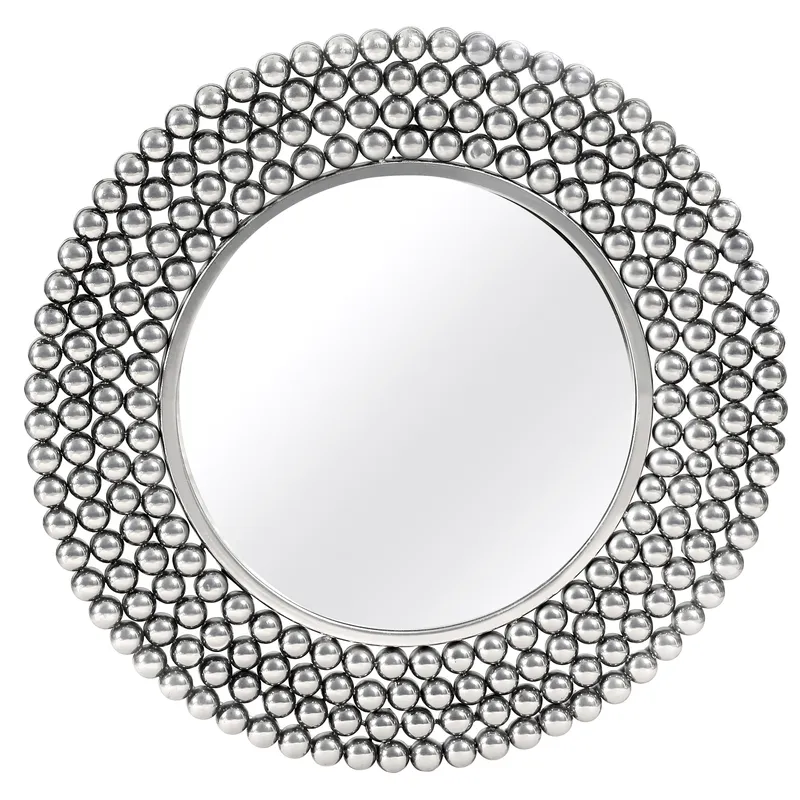 Orsina Templar Pewter Finish Iron Wall Mirror in Silver Silver