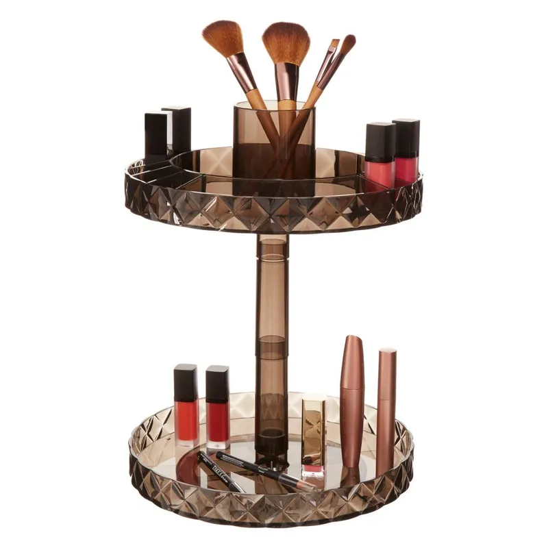 Orsina Beauty Two Tier Round Revolving Cosmetic Organiser in Black - Black