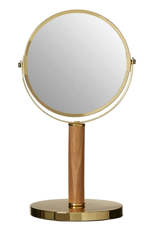 Orsina Unisex Iron & Rubberwood Table Mirror, Durable 33x15cm Swivel Vanity Mirror, Chrome Frame in Gold Gold One Size female