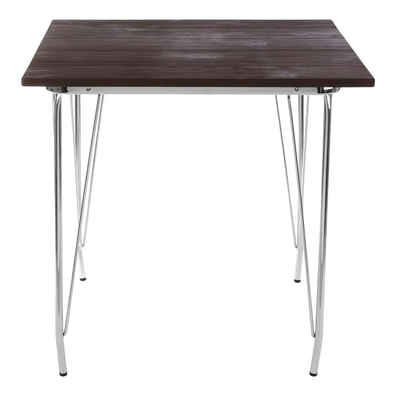 Orsina Versatile Metal & Elm Wood Table, Large Square Table, Sturdy Outdoor Dining Table for Lawn, Patio in Grey Grey