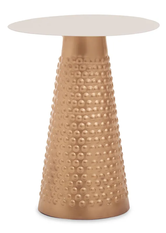 Orsina White Top Gold Base Side Table, Gold Finished Bedside Table for Home, Office, Lounge, Sofa Gold