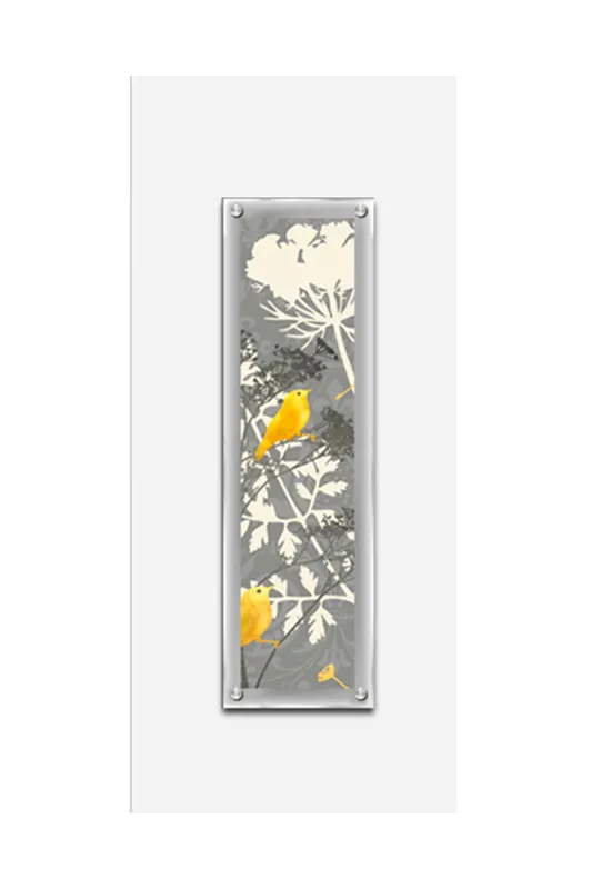 Orsina Yellow Bird 2 Framed Wall Art Home Wall Décor in White White