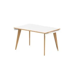 Oslo 1200mm Single Starter Desk White Top Wood Edge White Frame